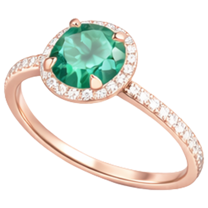4.40 Carats Round Shaped Green Emerald GIA With Natural Earth Mined Diamond Ring Rose Gold 14K