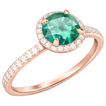 4.40 Carats Round Shaped Green Emerald GIA With Natural Earth Mined Diamond Ring Rose Gold 14K