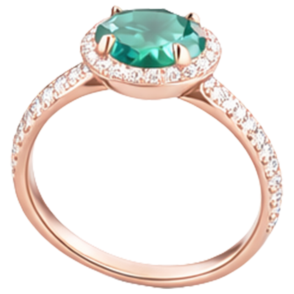 4.40 Carats Round Shaped Green Emerald GIA With Natural Earth Mined Diamond Ring Rose Gold 14K