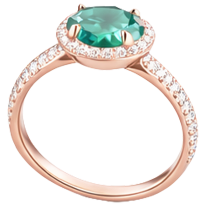 4.40 Carats Round Shaped Green Emerald GIA With Natural Earth Mined Diamond Ring Rose Gold 14K