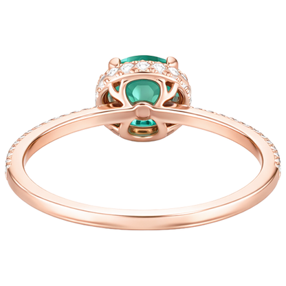 4.40 Carats Round Shaped Green Emerald GIA With Natural Earth Mined Diamond Ring Rose Gold 14K