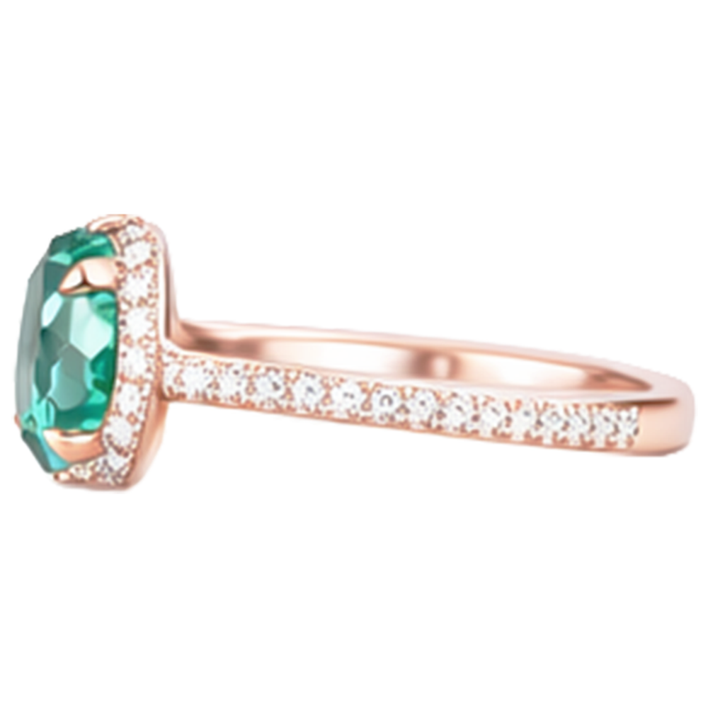 4.40 Carats Round Shaped Green Emerald GIA With Natural Earth Mined Diamond Ring Rose Gold 14K