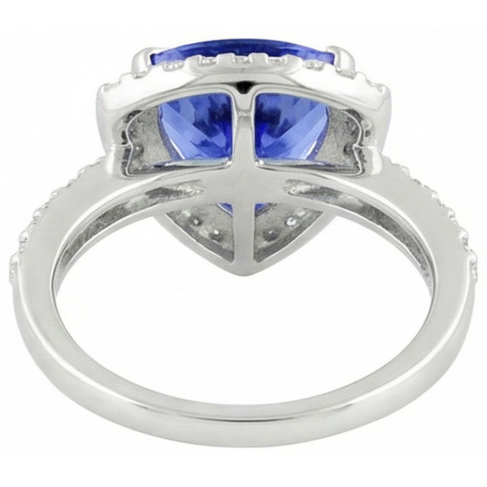 4.45 Ct. Trillion Sri Lankan Sapphire Natural Earth Mined Diamond Ring Solitaire Accents