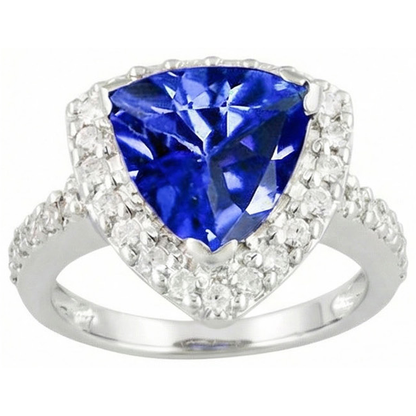 4.45 Ct. Trillion Sri Lankan Sapphire Natural Earth Mined Diamond Ring Solitaire Accents