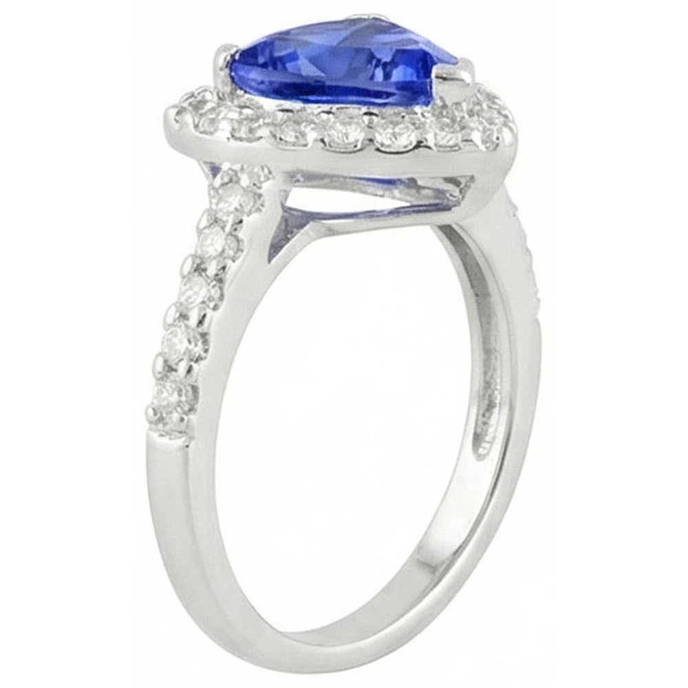 4.45 Ct. Trillion Sri Lankan Sapphire Natural Earth Mined Diamond Ring Solitaire Accents