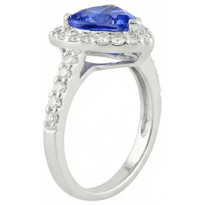4.45 Ct. Trillion Sri Lankan Sapphire Natural Earth Mined Diamond Ring Solitaire Accents