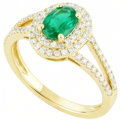 4.5 Ct Oval Cut Green Emerald GIA With Natural Earth Mined Diamond Ring