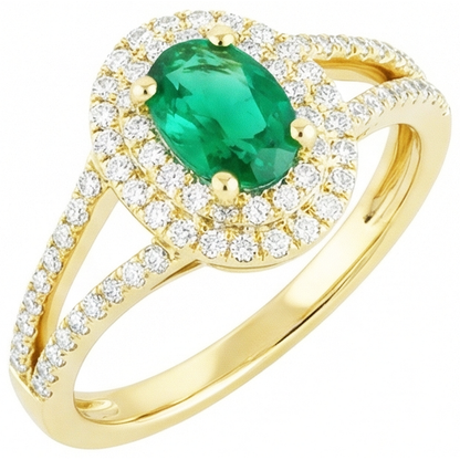 4.5 Ct Oval Cut Green Emerald GIA With Natural Earth Mined Diamond Ring