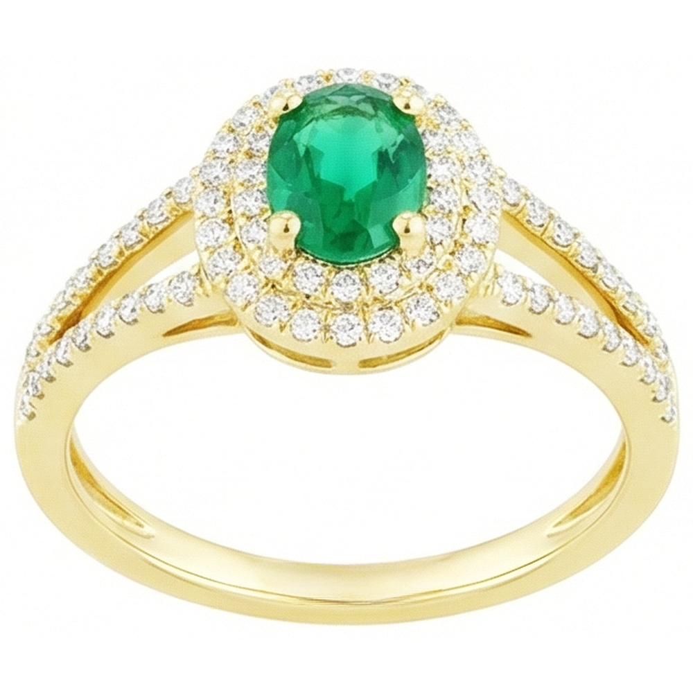 4.5 Ct Oval Cut Green Emerald GIA With Natural Earth Mined Diamond Ring