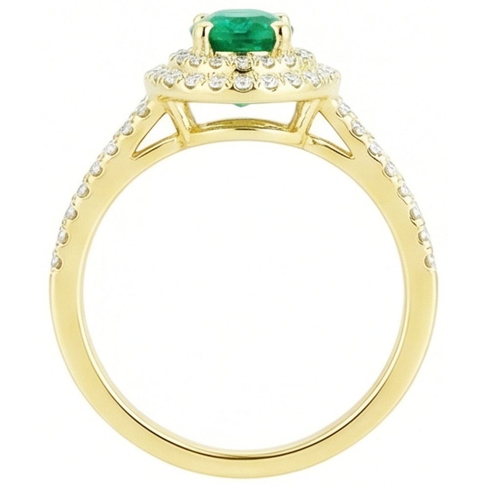 4.5 Ct Oval Cut Green Emerald GIA With Natural Earth Mined Diamond Ring