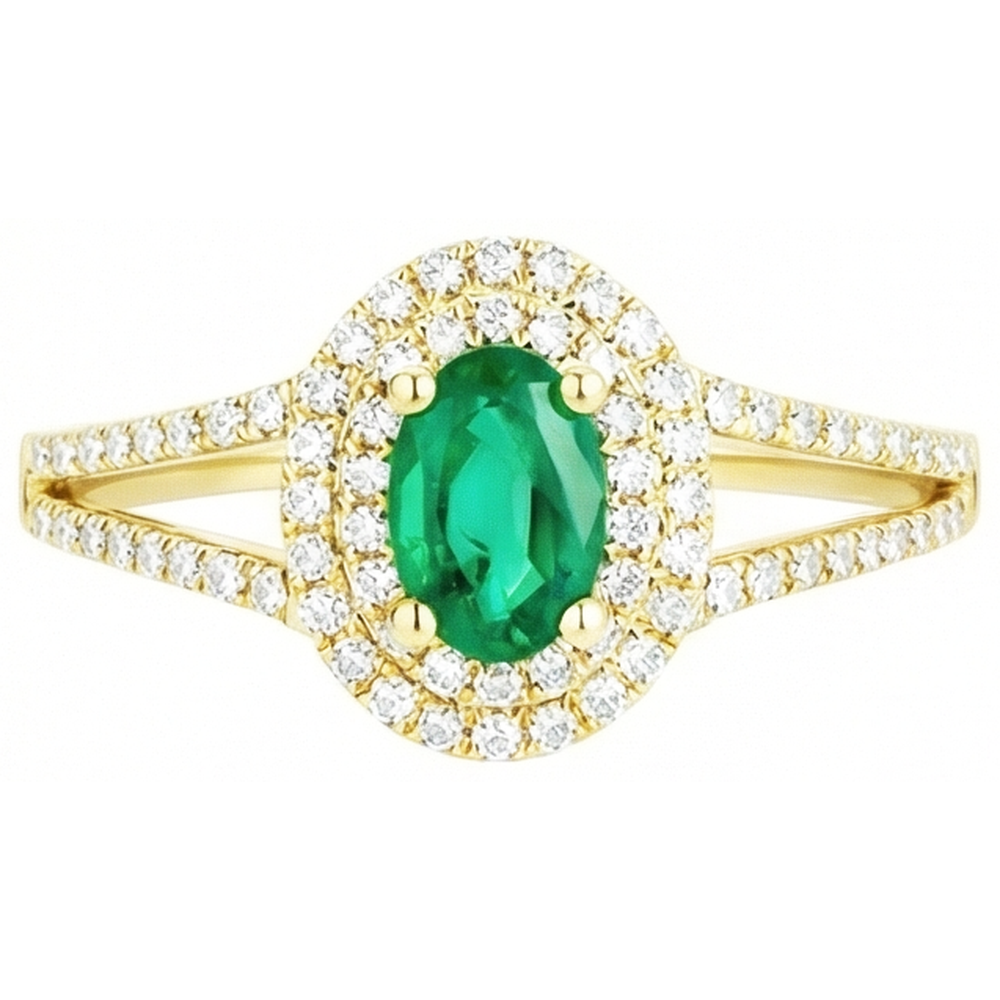 4.5 Ct Oval Cut Green Emerald GIA With Natural Earth Mined Diamond Ring