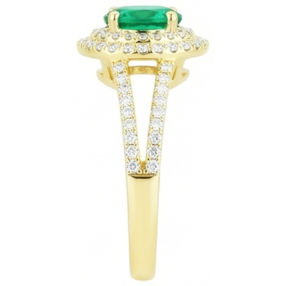 4.5 Ct Oval Cut Green Emerald GIA With Natural Earth Mined Diamond Ring