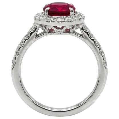 4.5 Ct Oval Cut Ruby And Natural Earth Mined Diamond Ring White Gold Lady Jewelry