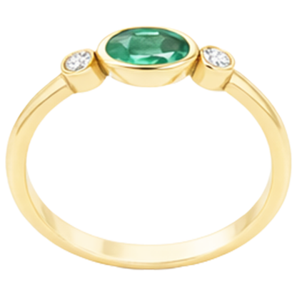 4.50 Carats Bezel Set Green Emerald GIA & Natural Earth Mined Diamond Wedding Ring 3 Stone