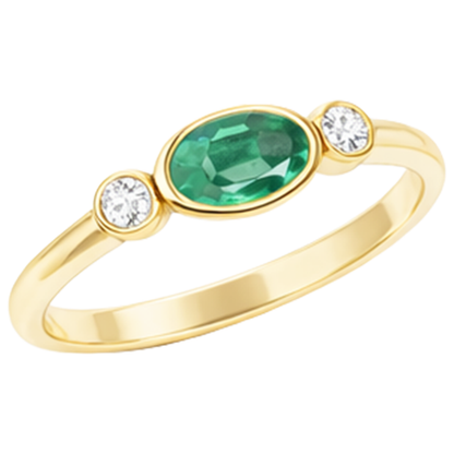 4.50 Carats Bezel Set Green Emerald GIA & Natural Earth Mined Diamond Wedding Ring 3 Stone