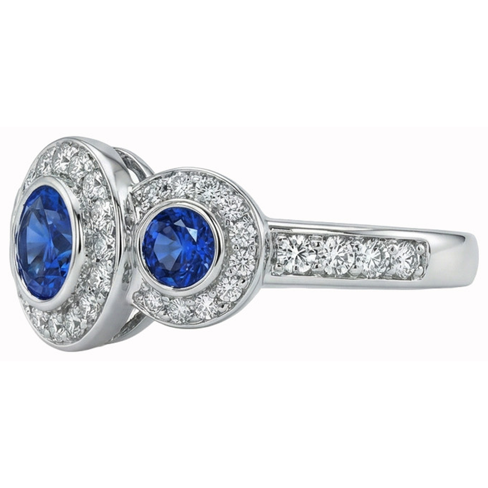 4.50 Carats Ceylon Sapphire Natural Earth Mined Diamonds White Gold 3 Stone Style Ring