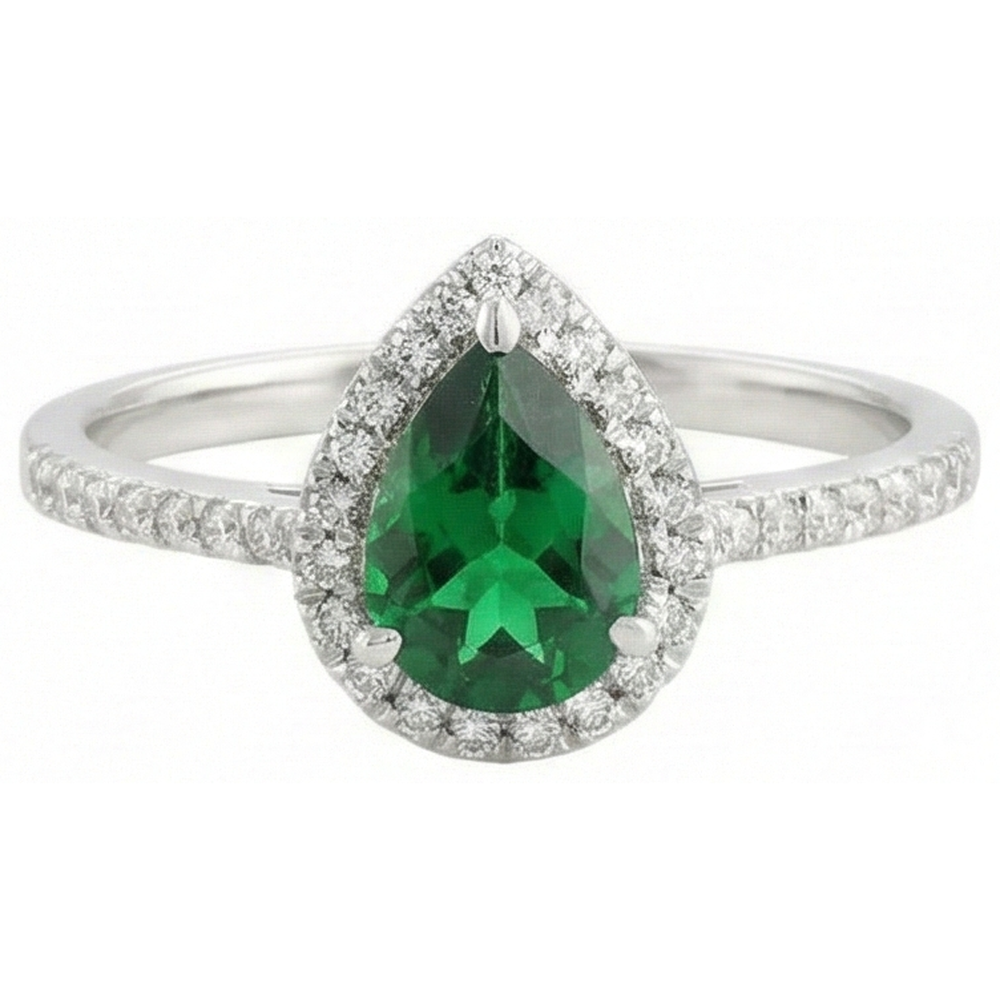 4.50 Carats Green Emerald GIA With Natural Earth Mined Diamonds Ring White Gold 14K