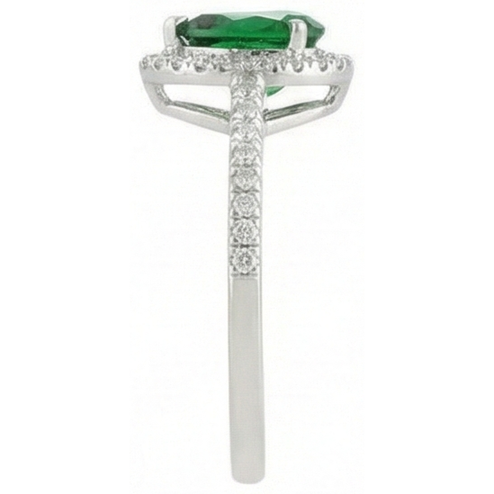 4.50 Carats Green Emerald GIA With Natural Earth Mined Diamonds Ring White Gold 14K