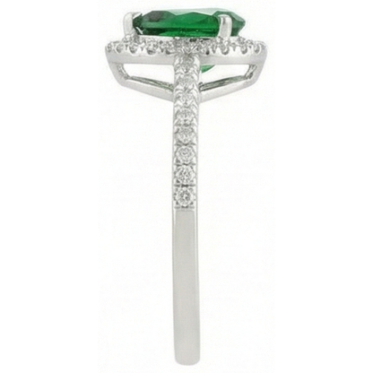 4.50 Carats Green Emerald GIA With Natural Earth Mined Diamonds Ring White Gold 14K