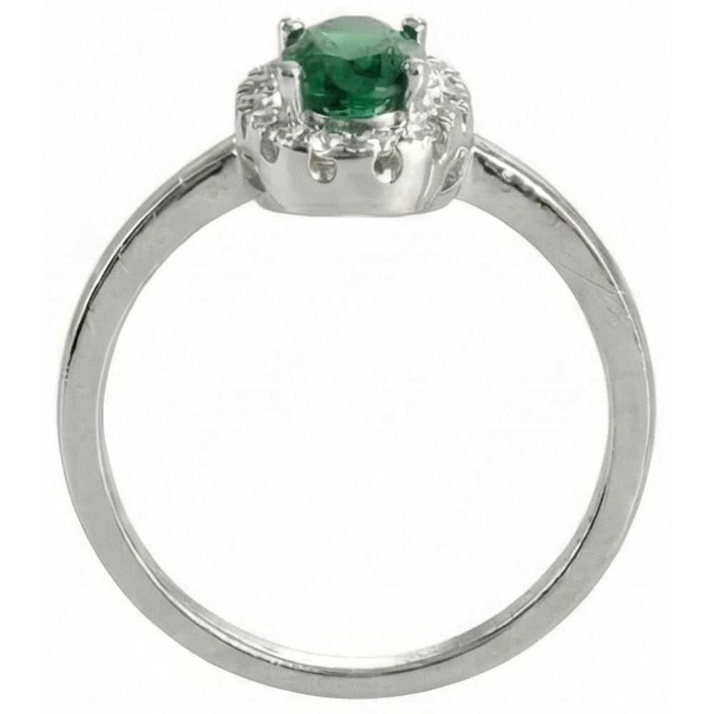 4.50 Carats Oval Green Emerald GIA Gemstone And Natural Earth Mined Diamond Ring White Gold 14K