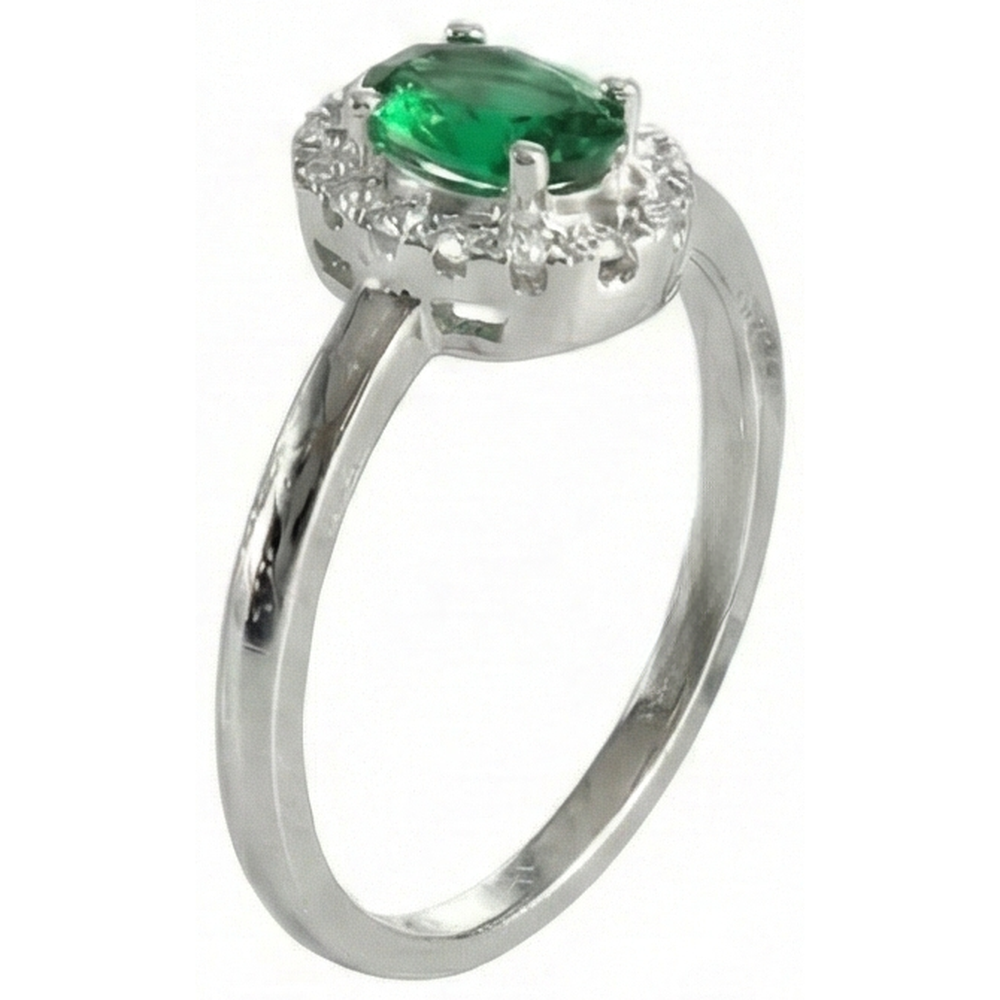 4.50 Carats Oval Green Emerald GIA Gemstone And Natural Earth Mined Diamond Ring White Gold 14K