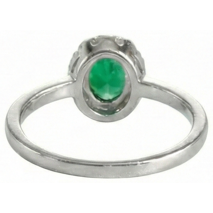 4.50 Carats Oval Green Emerald GIA Gemstone And Natural Earth Mined Diamond Ring White Gold 14K