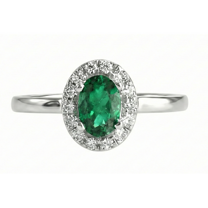4.50 Carats Oval Green Emerald GIA Gemstone And Natural Earth Mined Diamond Ring White Gold 14K