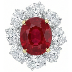 4.50 Carats Red Ruby With Natural Earth Mined Diamonds Ring Flower Style Jewelry New