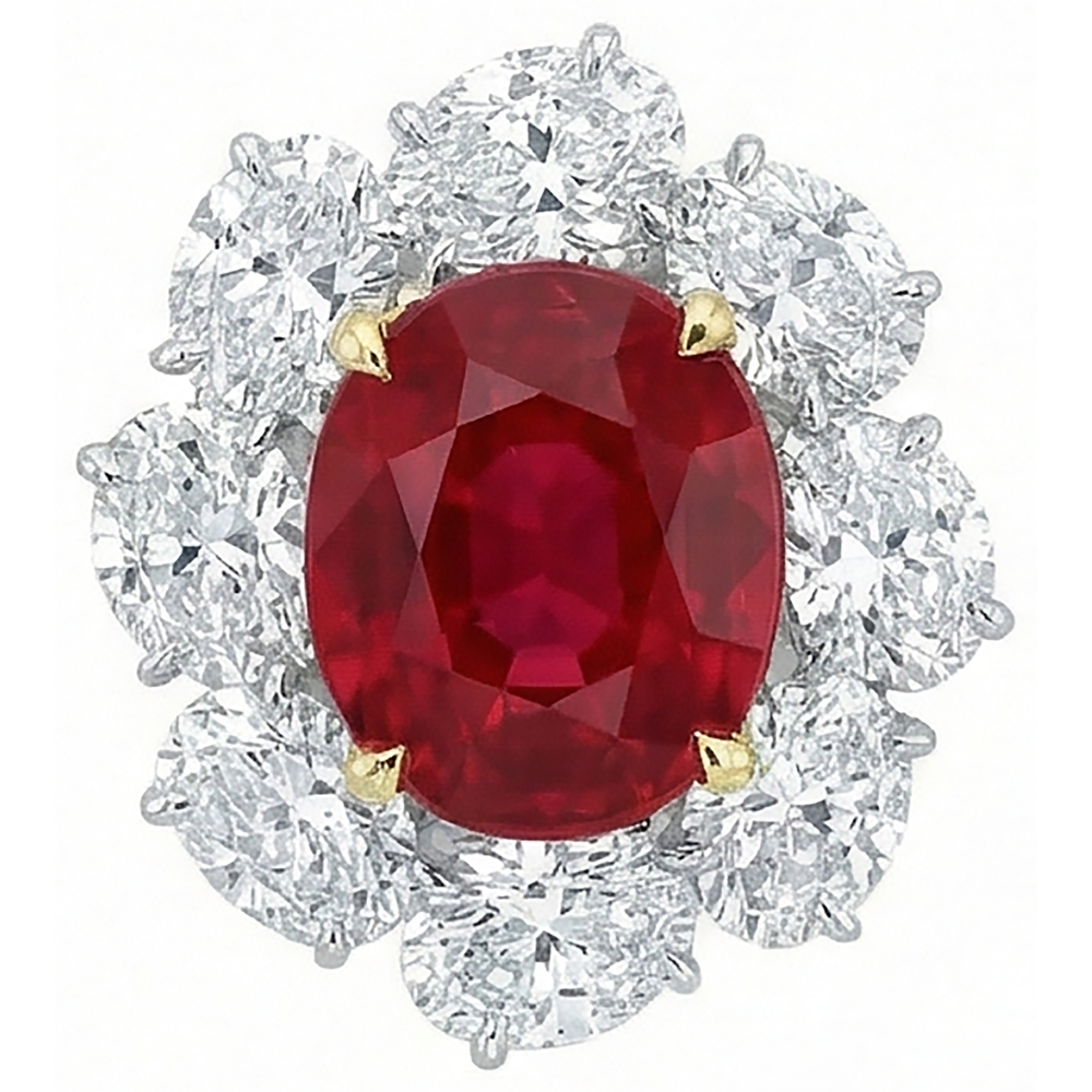 4.50 Carats Red Ruby With Natural Earth Mined Diamonds Ring Flower Style Jewelry New