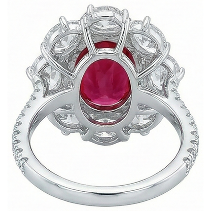 4.50 Carats Red Ruby With Natural Earth Mined Diamonds Ring Flower Style Jewelry New