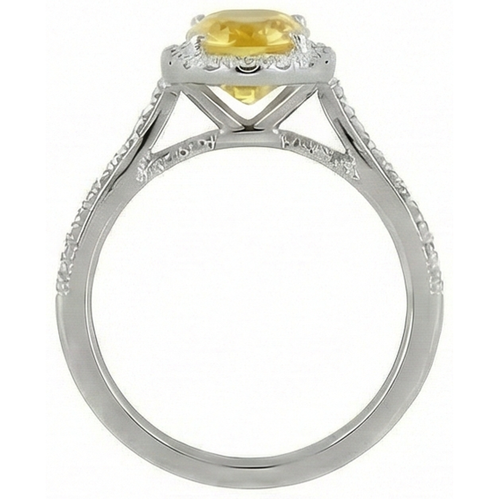 4.50 Ct Oval Yellow Sapphire And Round Natural Earth Mined Diamonds Ring White Gold 14K