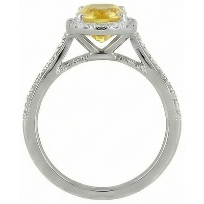 4.50 Ct Oval Yellow Sapphire And Round Natural Earth Mined Diamonds Ring White Gold 14K