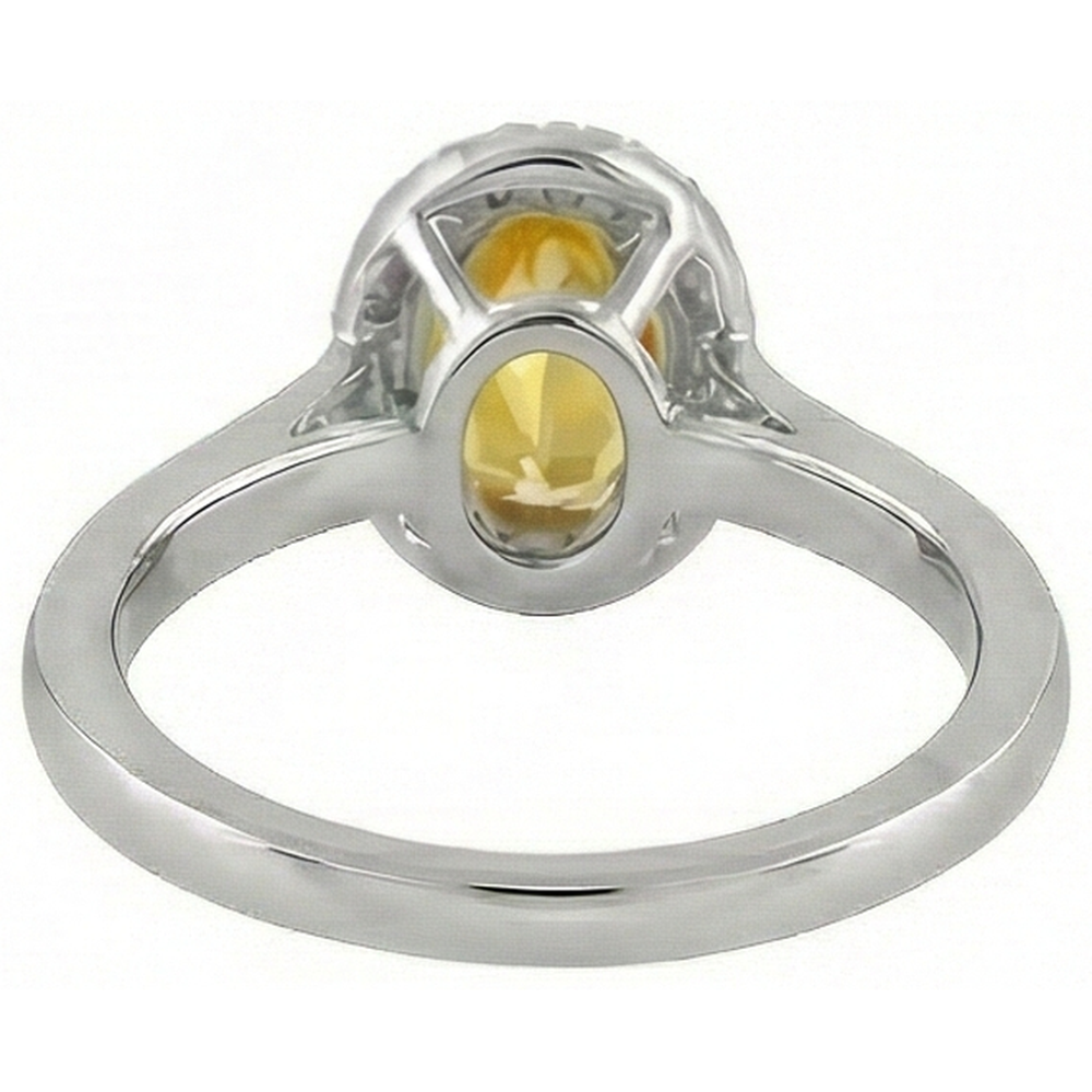 4.50 Ct Oval Yellow Sapphire And Round Natural Earth Mined Diamonds Ring White Gold 14K