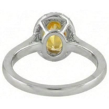 4.50 Ct Oval Yellow Sapphire And Round Natural Earth Mined Diamonds Ring White Gold 14K