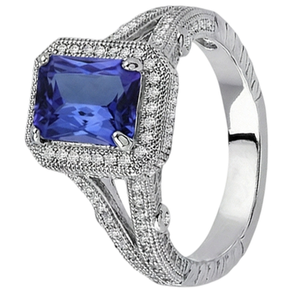 4.51 Carats Natural Earth Mined Diamonds Tanzanite Antique Style Ring Gold White
