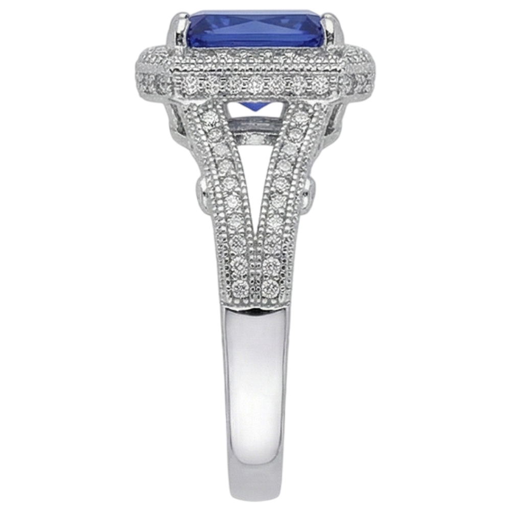 4.51 Carats Natural Earth Mined Diamonds Tanzanite Antique Style Ring Gold White