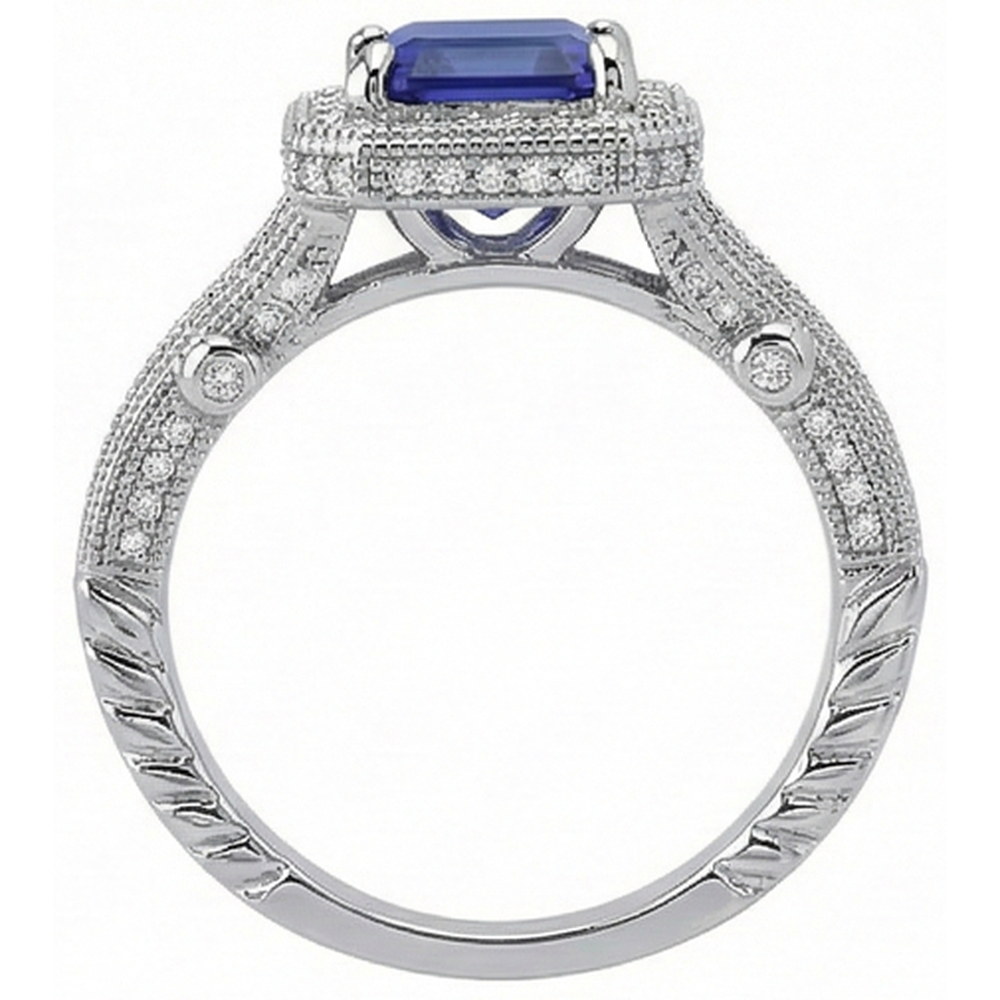 4.51 Carats Natural Earth Mined Diamonds Tanzanite Antique Style Ring Gold White