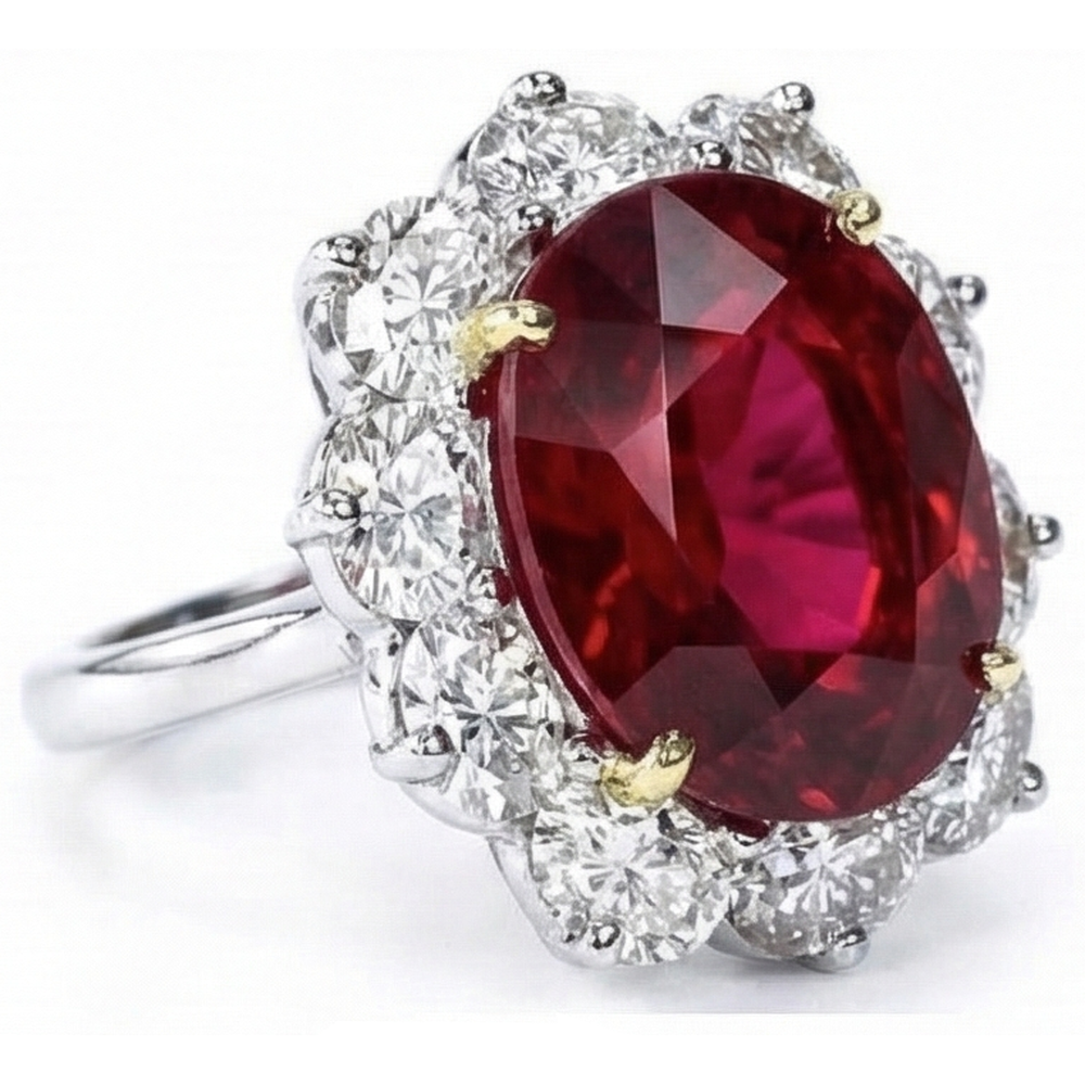4.55 Carats Ruby And Natural Earth Mined Diamond Ring Women Jewelry Gold 14K