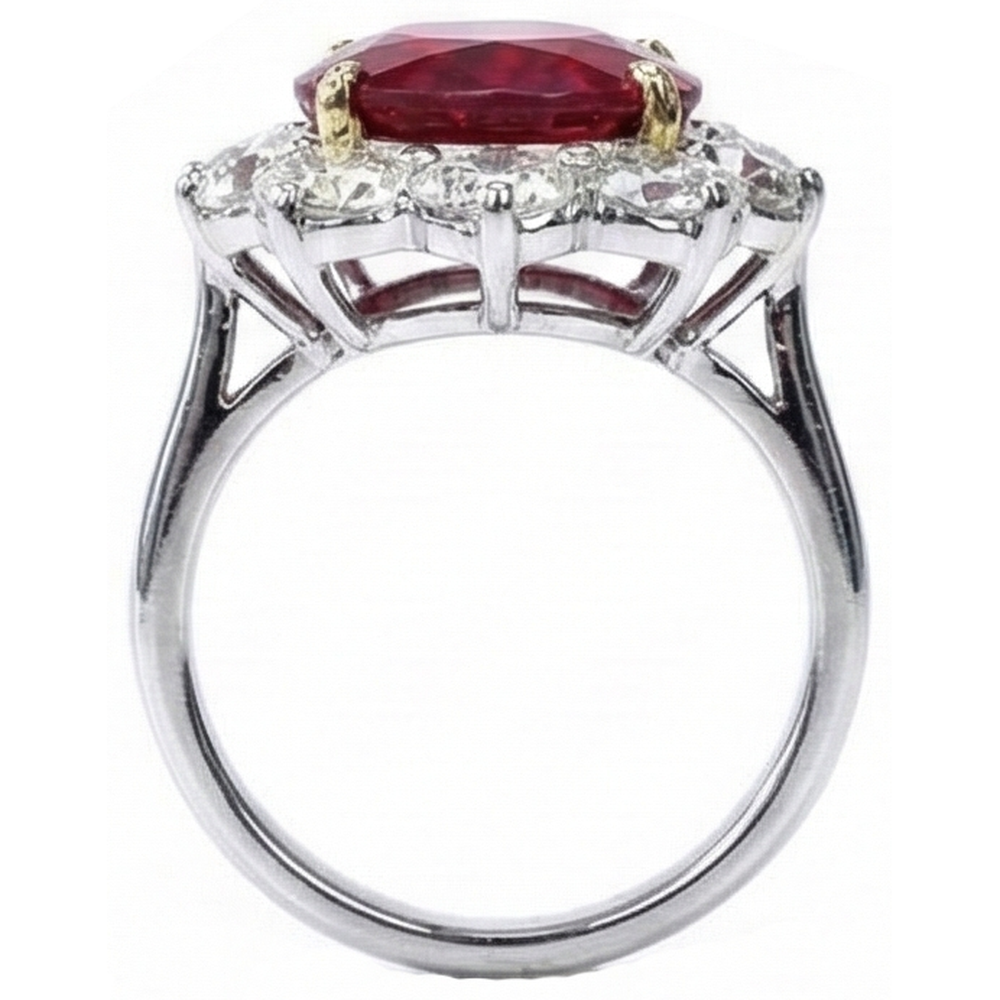 4.55 Carats Ruby And Natural Earth Mined Diamond Ring Women Jewelry Gold 14K