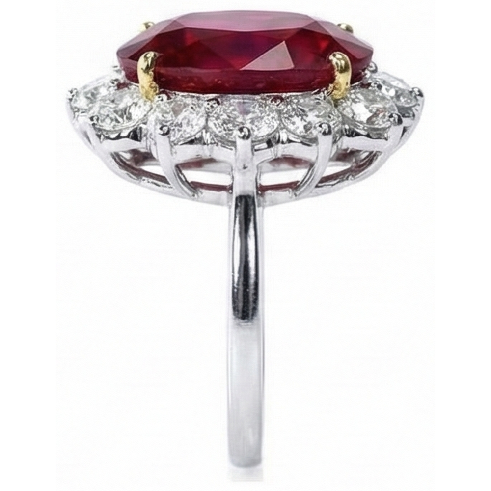 4.55 Carats Ruby And Natural Earth Mined Diamond Ring Women Jewelry Gold 14K