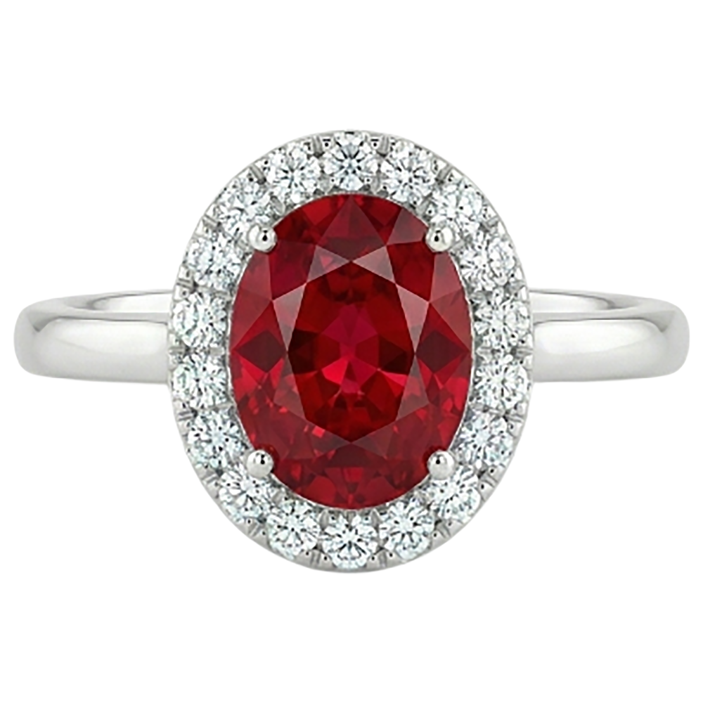 4.55 Carats Ruby With Natural Earth Mined Diamonds Ring Prong Set White Gold 14K
