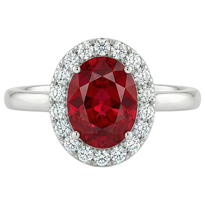 4.55 Carats Ruby With Natural Earth Mined Diamonds Ring Prong Set White Gold 14K
