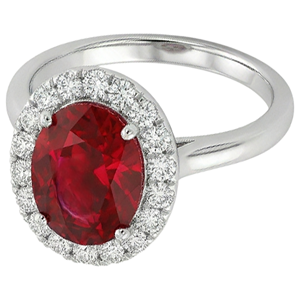 4.55 Carats Ruby With Natural Earth Mined Diamonds Ring Prong Set White Gold 14K