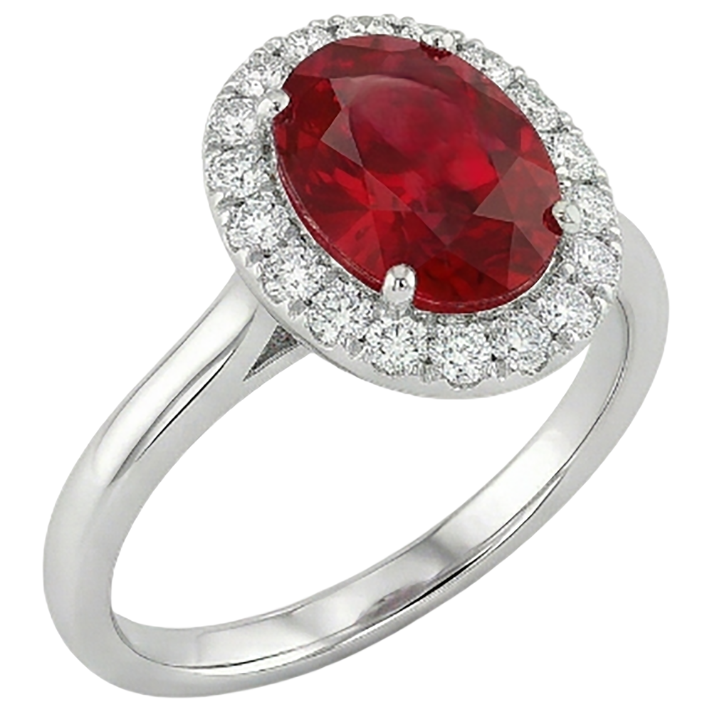 4.55 Carats Ruby With Natural Earth Mined Diamonds Ring Prong Set White Gold 14K