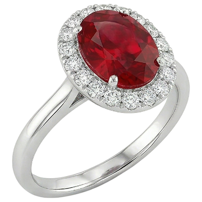 4.55 Carats Ruby With Natural Earth Mined Diamonds Ring Prong Set White Gold 14K