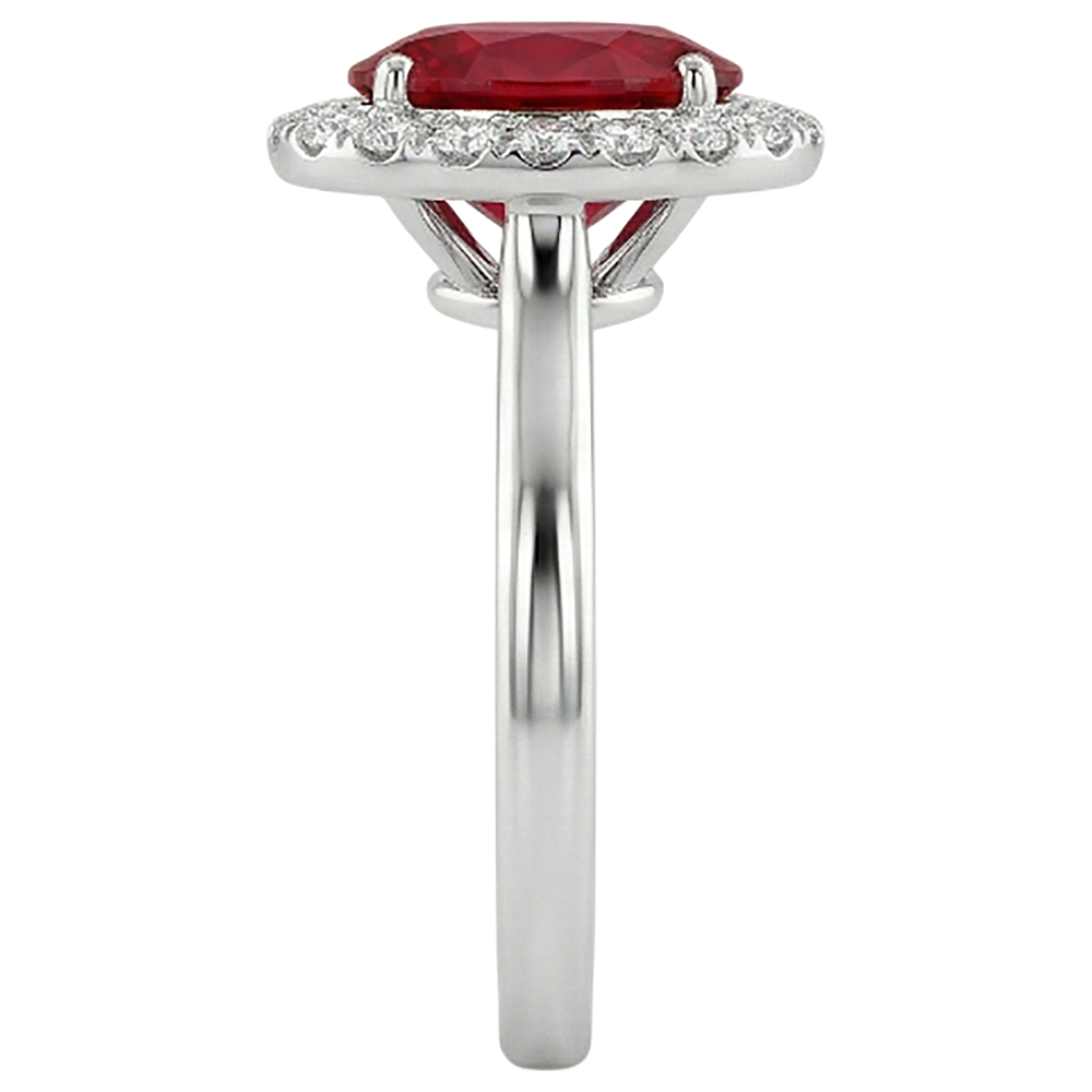 4.55 Carats Ruby With Natural Earth Mined Diamonds Ring Prong Set White Gold 14K