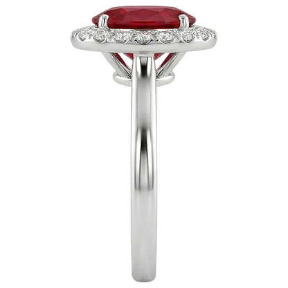 4.55 Carats Ruby With Natural Earth Mined Diamonds Ring Prong Set White Gold 14K