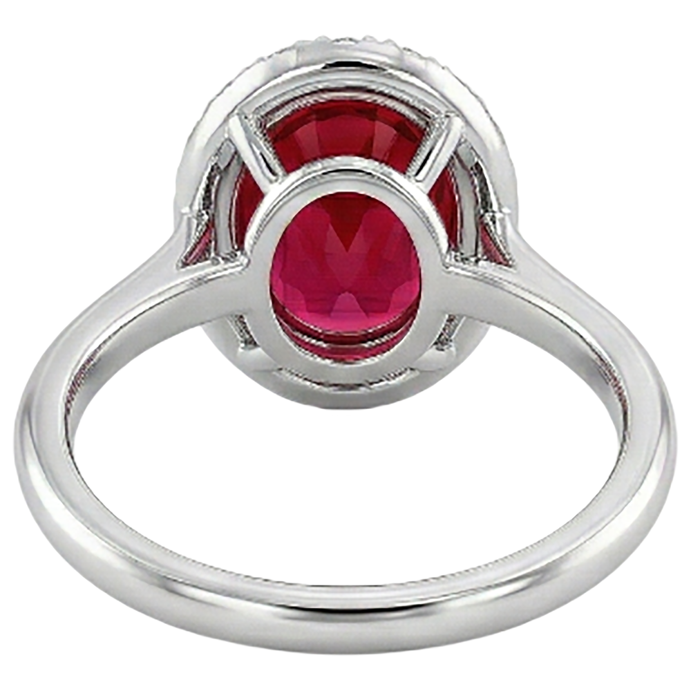 4.55 Carats Ruby With Natural Earth Mined Diamonds Ring Prong Set White Gold 14K