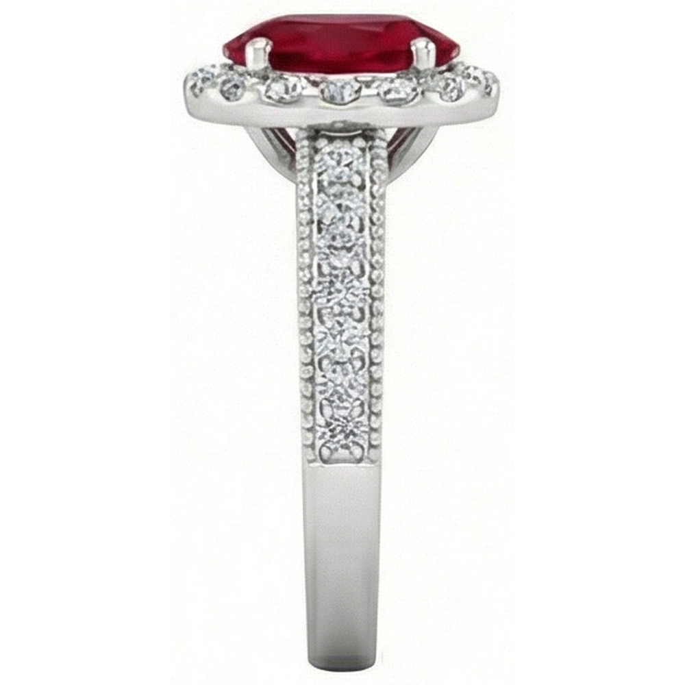 4.60 Carats Red Ruby With Natural Earth Mined Diamonds Ring 14K White Gold