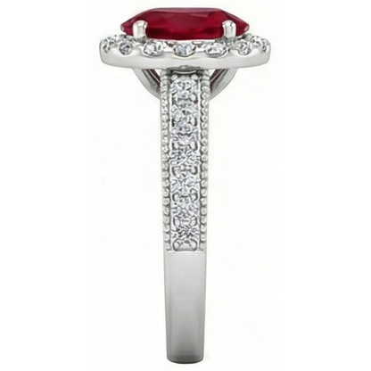 4.60 Carats Red Ruby With Natural Earth Mined Diamonds Ring 14K White Gold